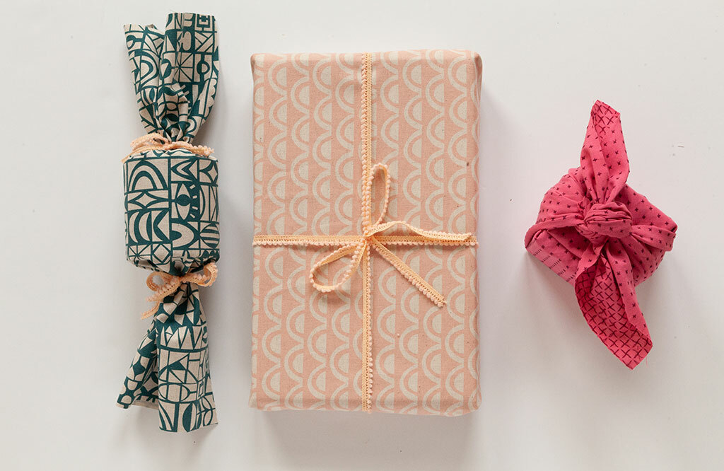 Reusable Fabric Gift Wrap with Ribbon