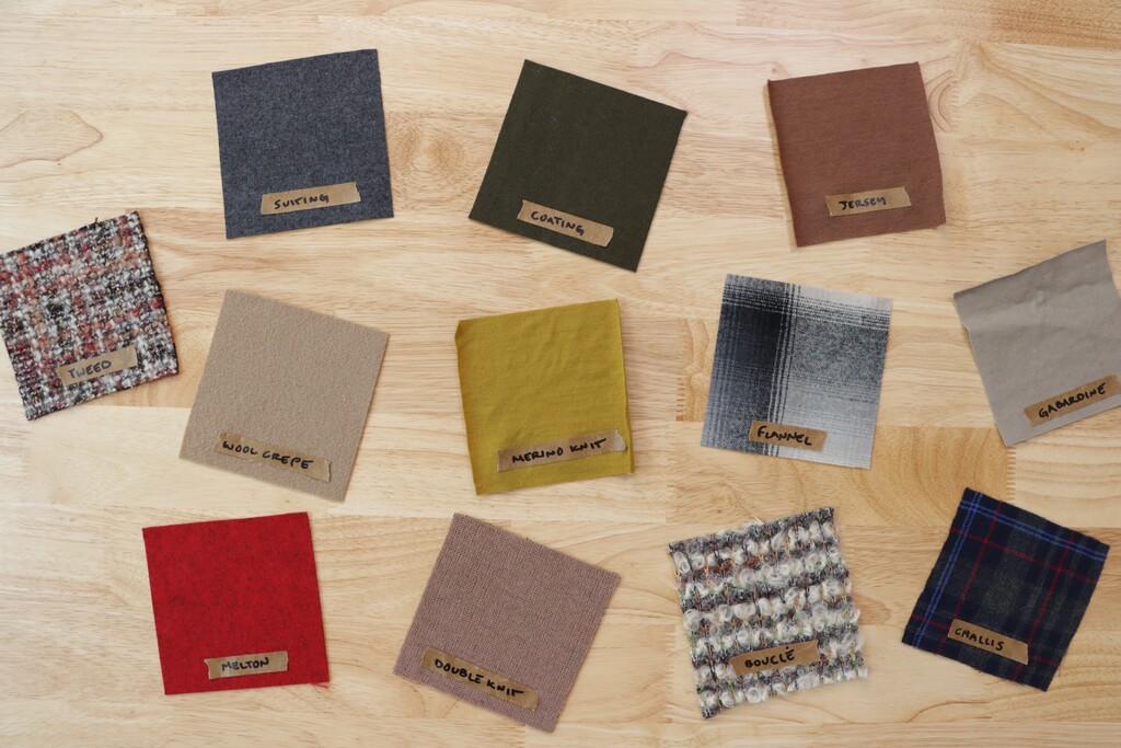 Array of different coating fabrics laid out