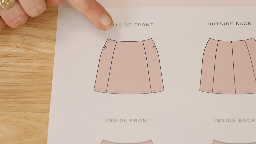 Technical illustration of the Orla skirt pattern