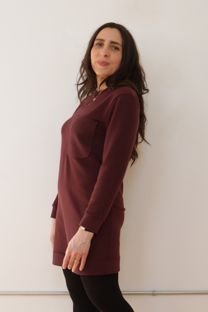 side view of the Skipper sweater dress