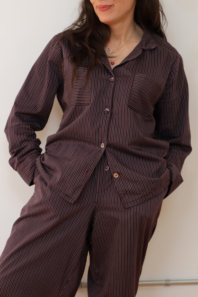 Close-up of striped Lief pajamas