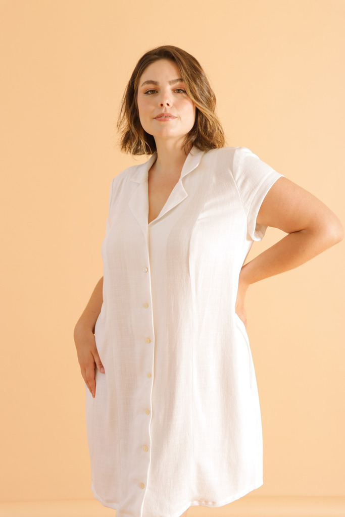 Chantelle shirt dress showing the princess seaming and structured details