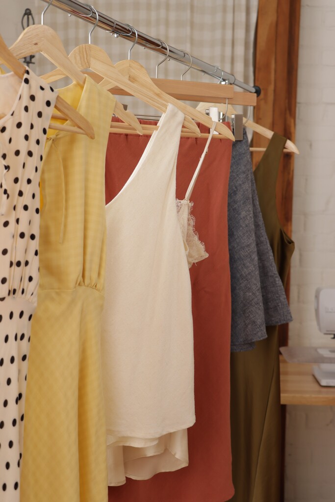 Clarke top, Savannah camisole, Dezi skirt, and Grace dress