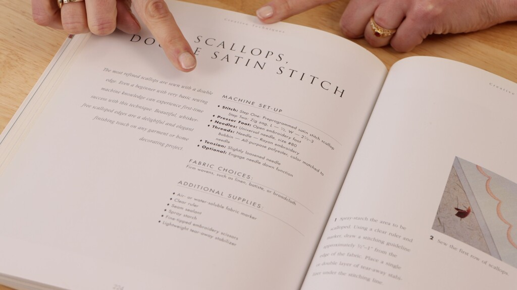a page showing scalloped edge technique diagrams