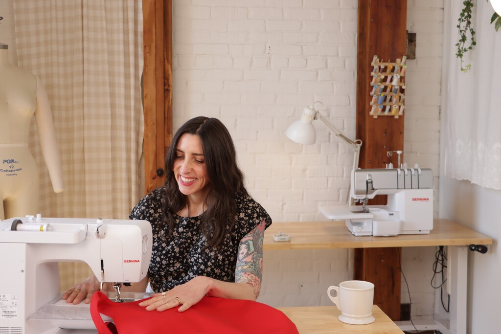 Shot of sewing machine