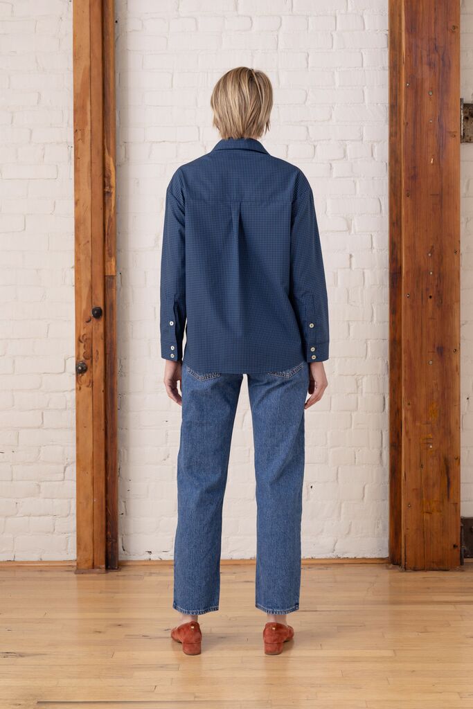 Grove shirt on Dani, back view