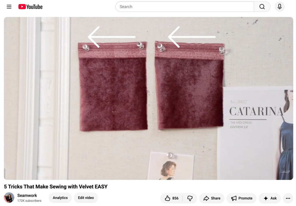 Fabric swatch showing visible nap direction, right direction