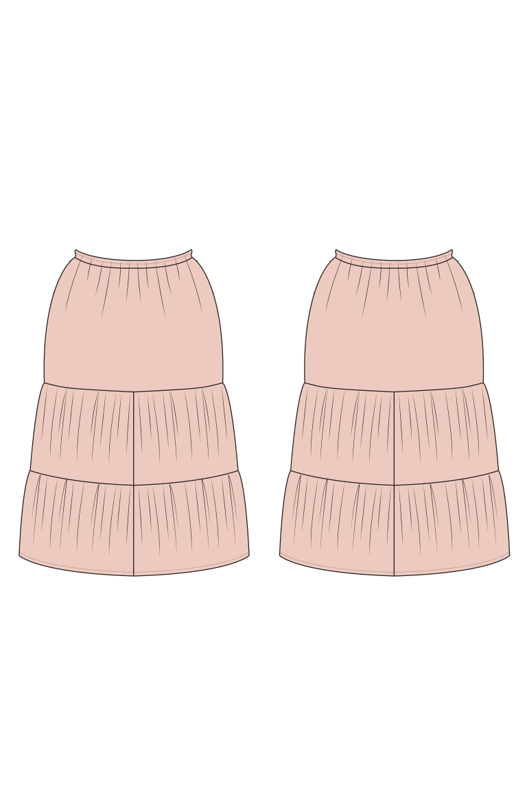 The Yarrow Three-Tier Skirt  sewing pattern, from Seamwork