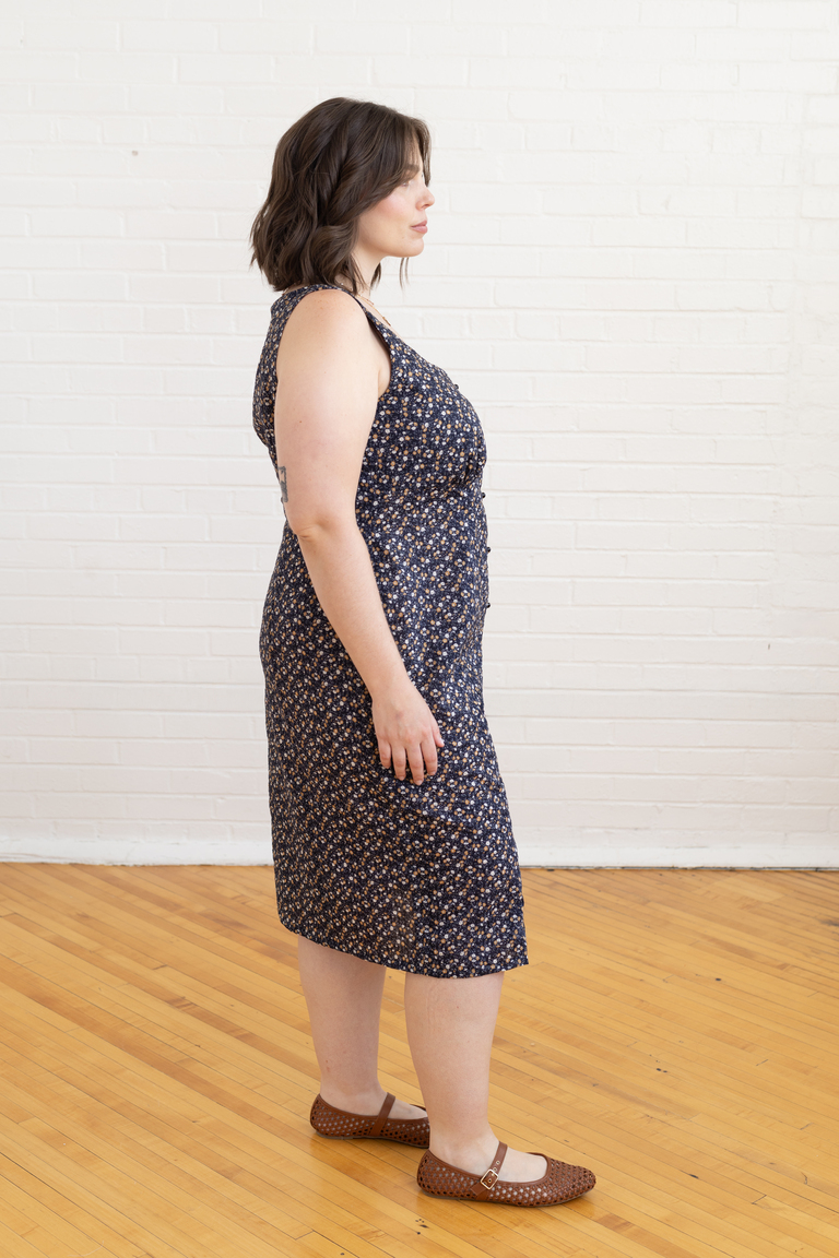 The Lilac Sleeveless Midi Dress sewing pattern, from Seamwork