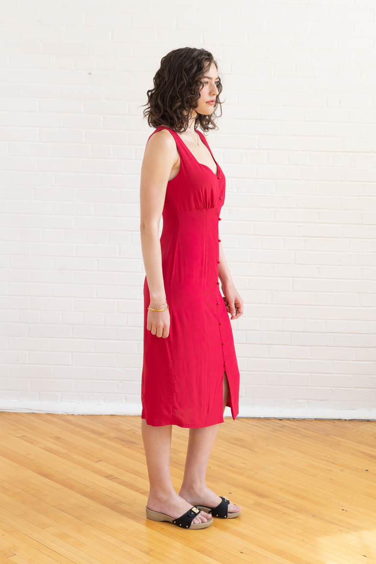 The Lilac Sleeveless Midi Dress sewing pattern, from Seamwork