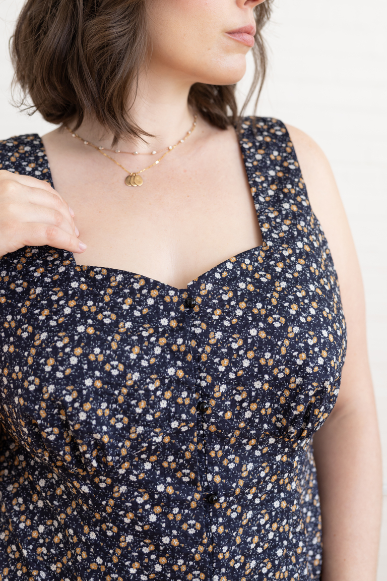 The Lilac Sleeveless Midi Dress sewing pattern, from Seamwork