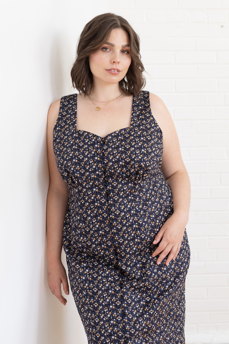 The Lilac Sleeveless Midi Dress sewing pattern, from Seamwork