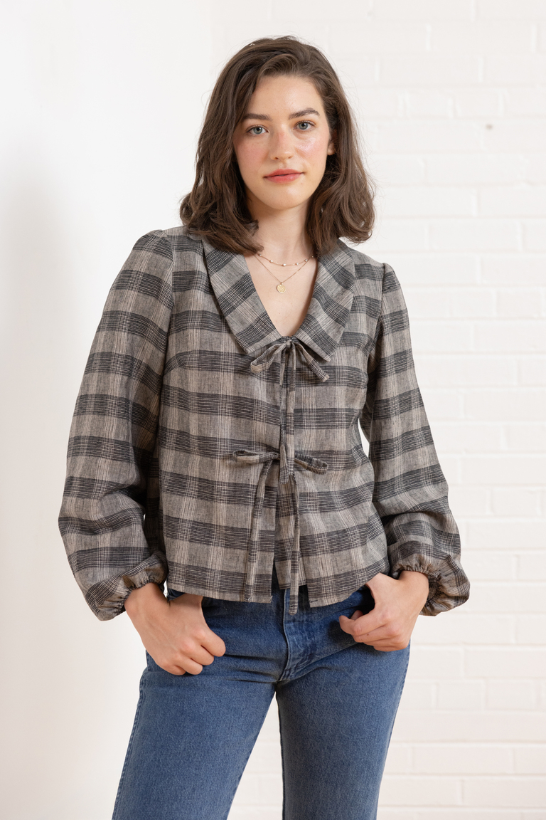 The Cosmo Tie-front Blouse sewing pattern, from Seamwork