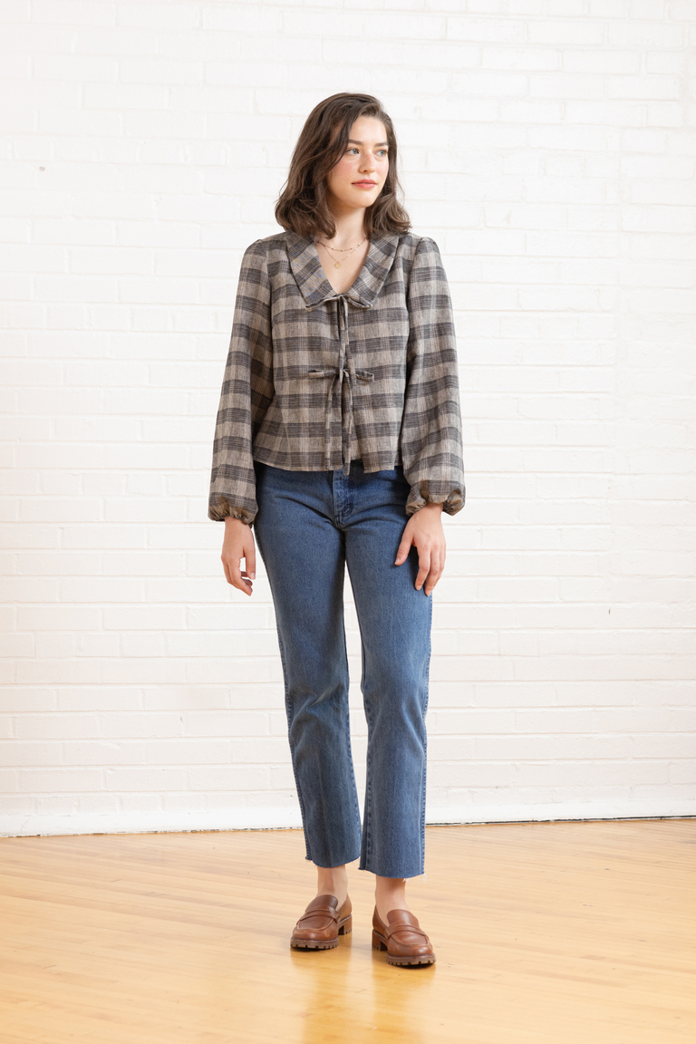 The Cosmo Tie-front Blouse sewing pattern, from Seamwork