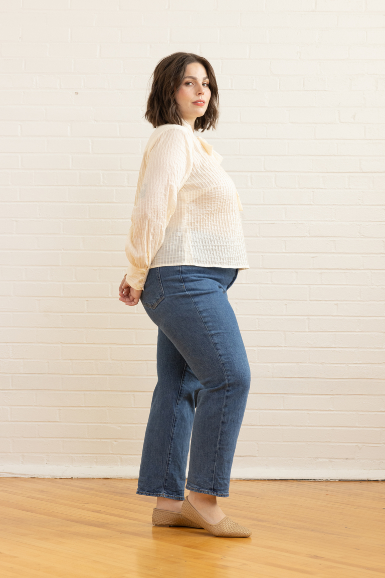 The Garnet Modern Tie Neck Blouse sewing pattern, from Seamwork