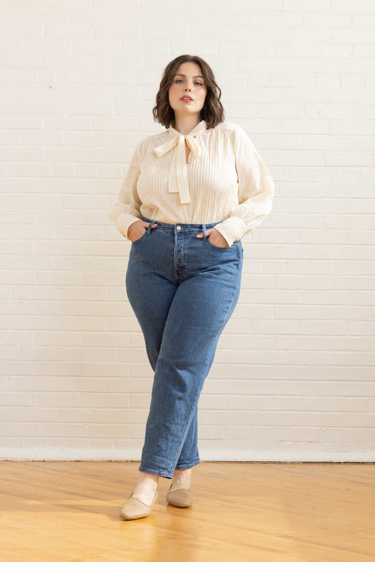 The Garnet Modern Tie Neck Blouse sewing pattern, from Seamwork