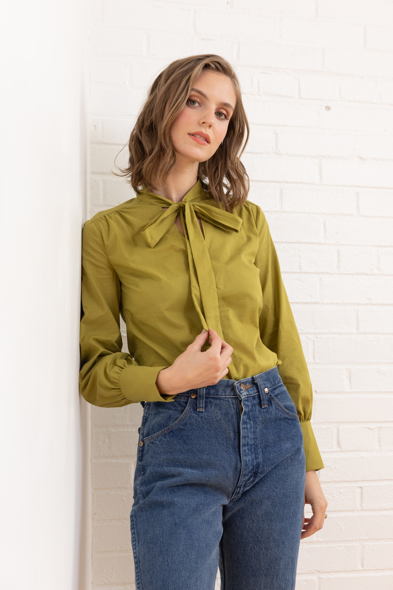 The Garnet Modern Tie Neck Blouse sewing pattern, from Seamwork