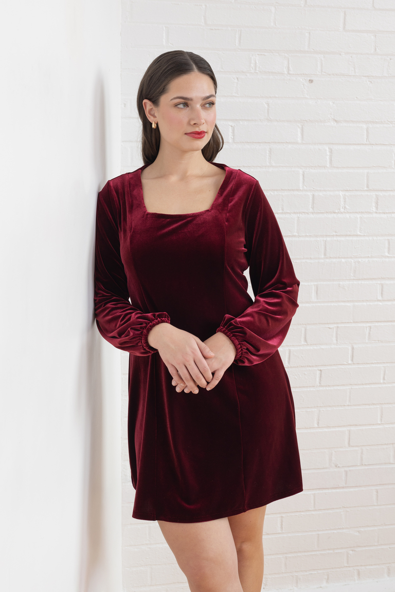 The Pomme Square Neck Knit Dress sewing pattern, from Seamwork