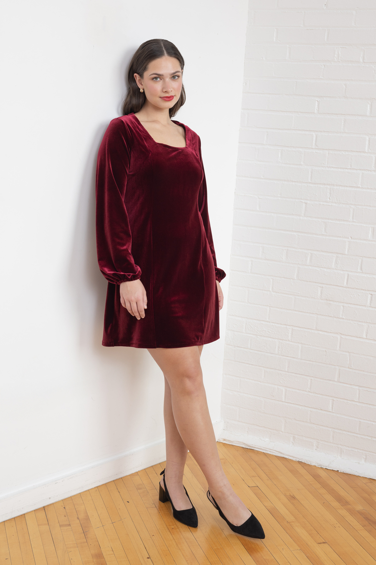 The Pomme Square Neck Knit Dress sewing pattern, from Seamwork