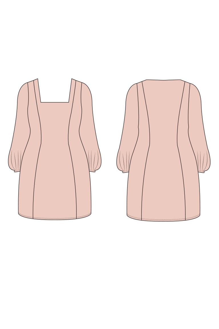 The Pomme Square Neck Knit Dress sewing pattern, from Seamwork