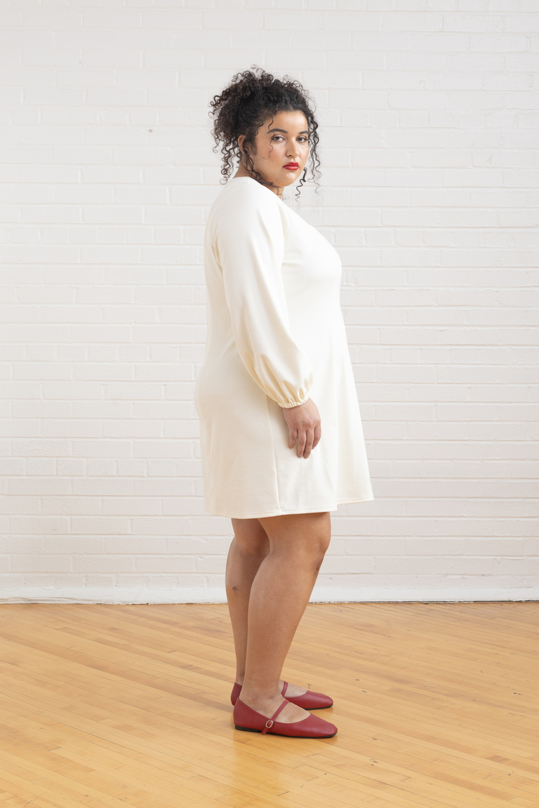 The Pomme Square Neck Knit Dress sewing pattern, from Seamwork