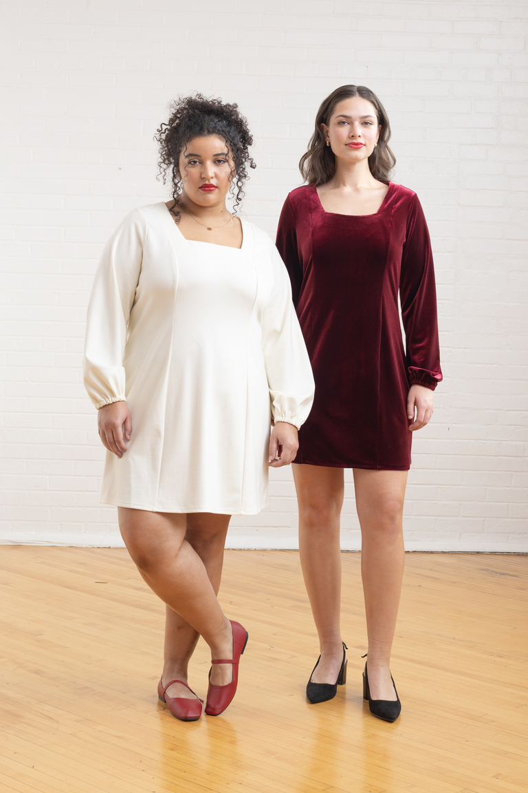 The Pomme Square Neck Knit Dress sewing pattern, from Seamwork