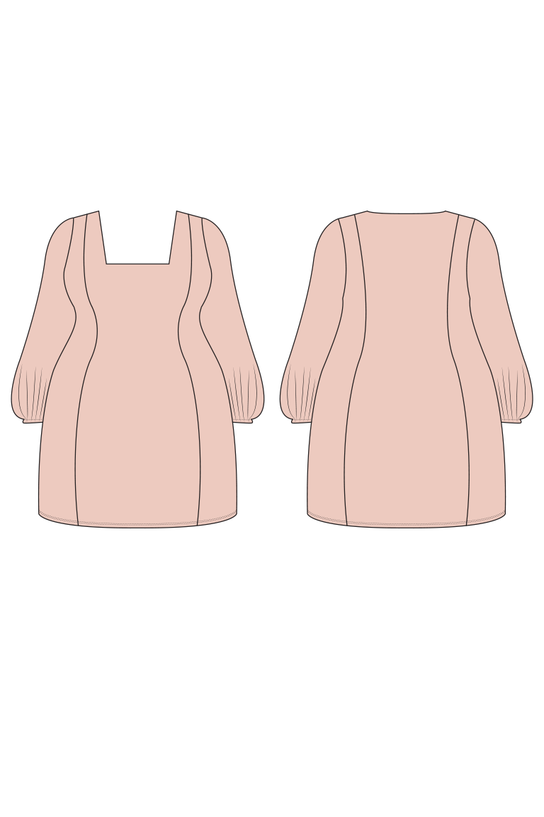 The Pomme Square Neck Knit Dress sewing pattern, from Seamwork