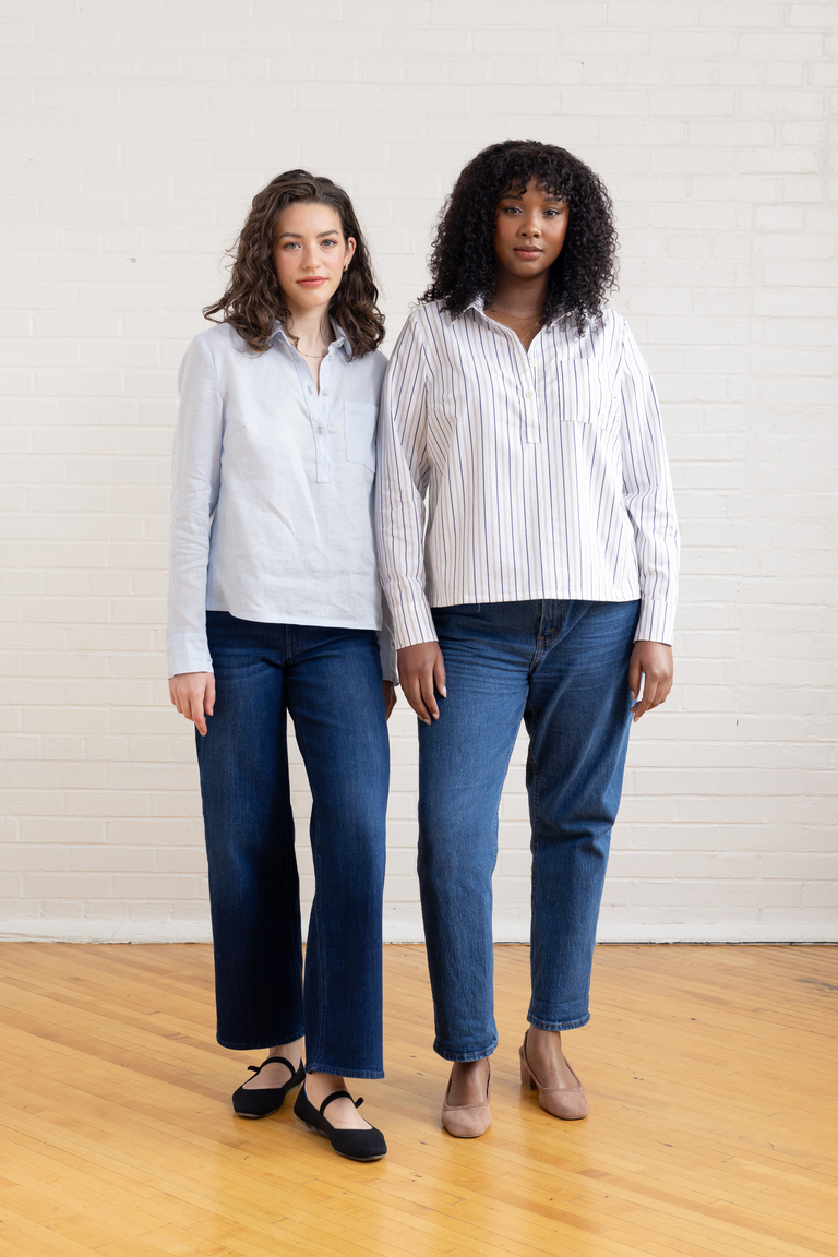 The Thyme Collared Popover Shirt sewing pattern, from Seamwork