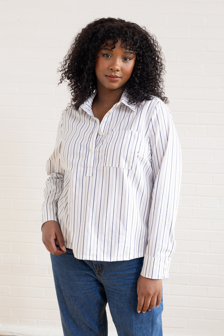 The Thyme Collared Popover Shirt sewing pattern, from Seamwork
