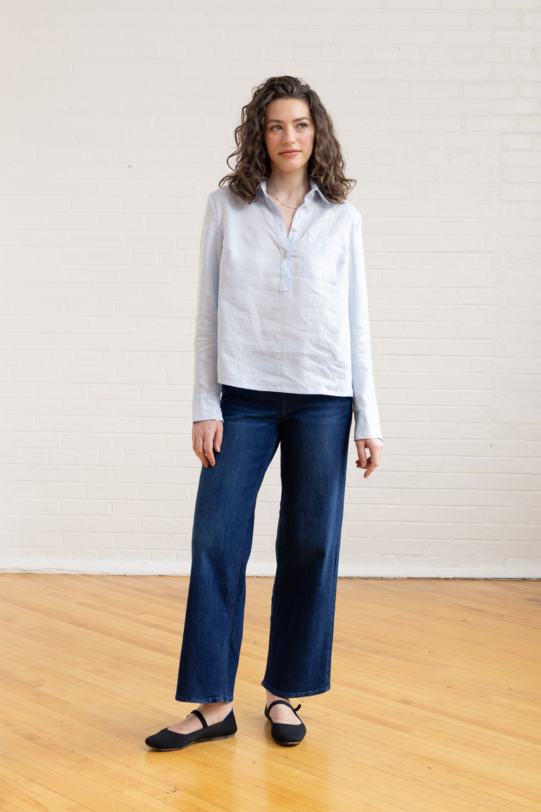 The Thyme Collared Popover Shirt sewing pattern, from Seamwork