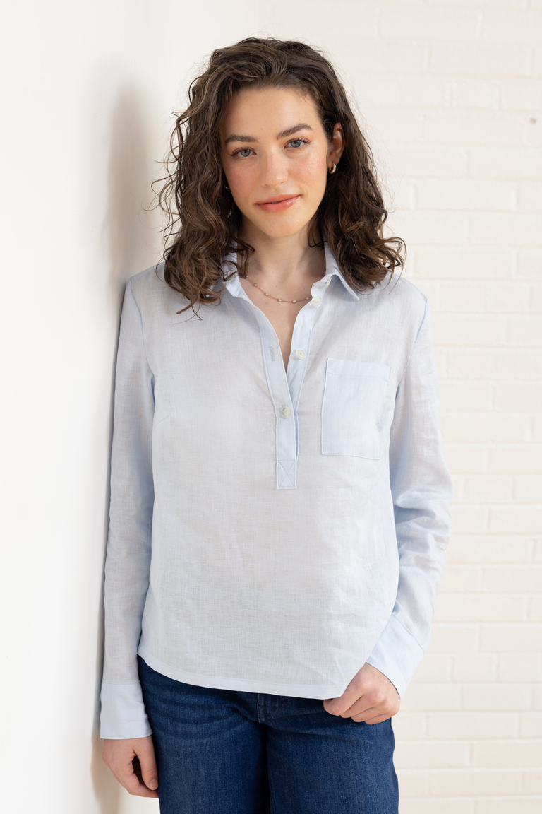 The Thyme Collared Popover Shirt sewing pattern, from Seamwork