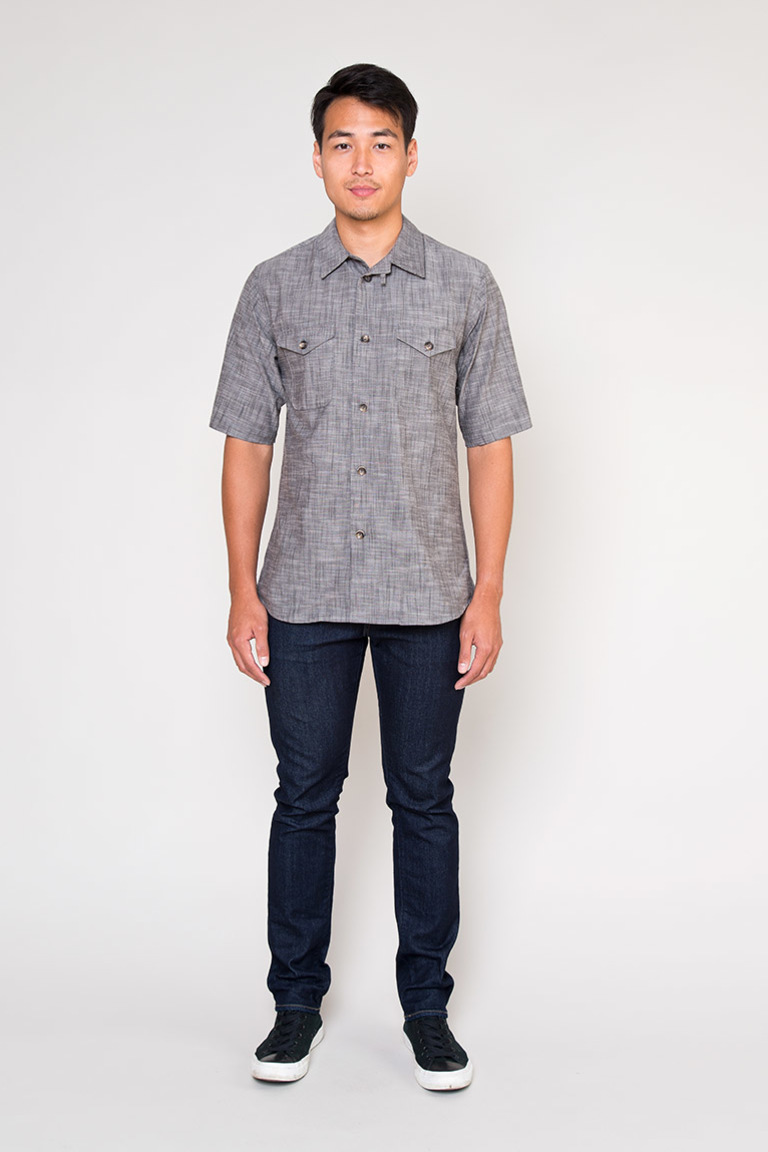 Short-Sleeved Denim Workwear Shirt - Men - Ready-to-Wear