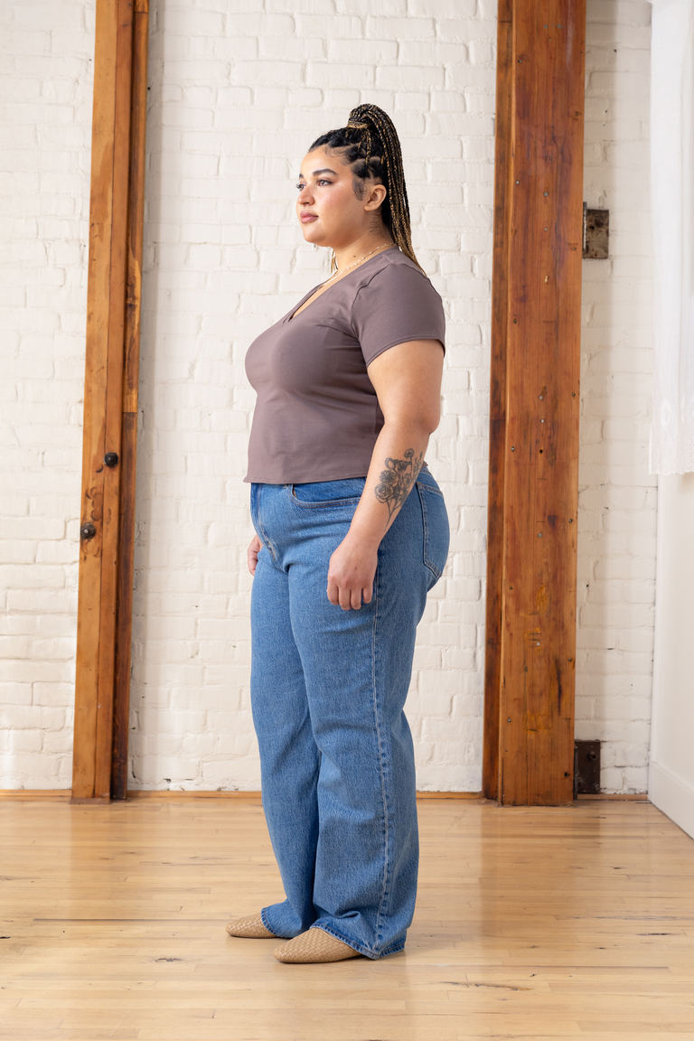The Morgan Fitted V-Neck T-Shirt Member Bonus sewing pattern, from Seamwork