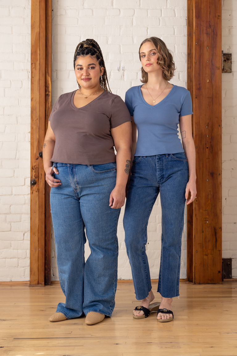 The Morgan Fitted V-Neck T-Shirt Member Bonus sewing pattern, from Seamwork