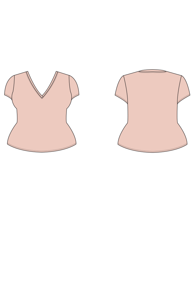 The Morgan Fitted V-Neck T-Shirt Member Bonus sewing pattern, from Seamwork