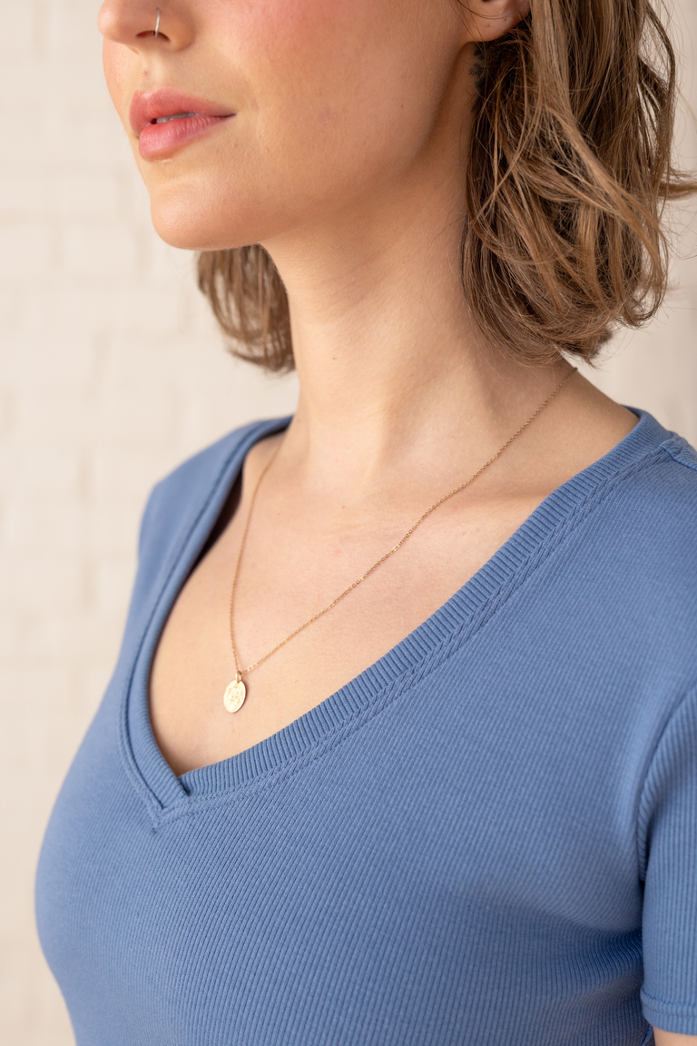 The Morgan Fitted V-Neck T-Shirt Member Bonus sewing pattern, from Seamwork