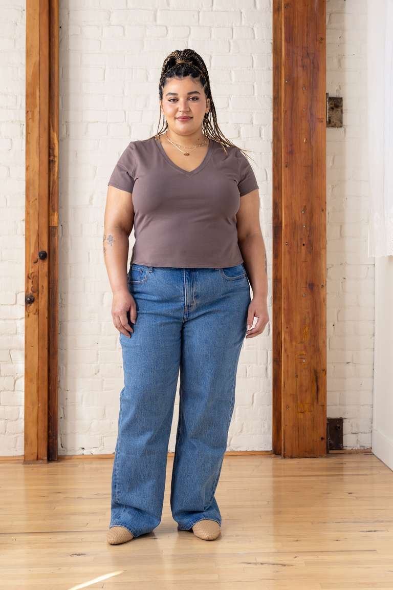 The Morgan Fitted V-Neck T-Shirt Member Bonus sewing pattern, from Seamwork