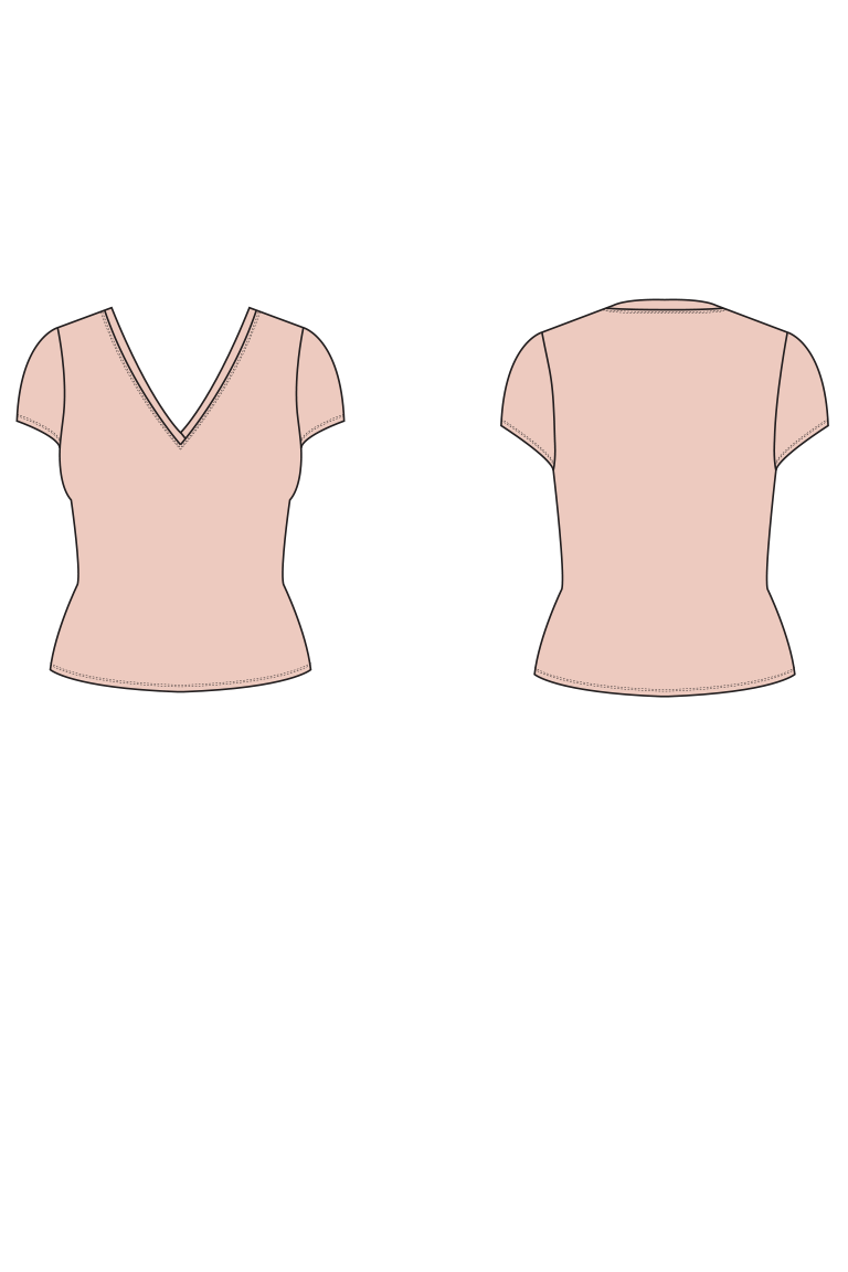 The Morgan Fitted V-Neck T-Shirt Member Bonus sewing pattern, from Seamwork