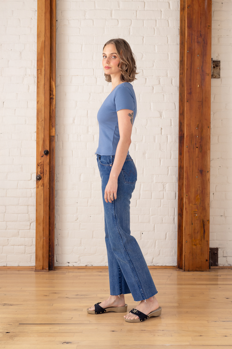 The Morgan Fitted V-Neck T-Shirt Member Bonus sewing pattern, from Seamwork